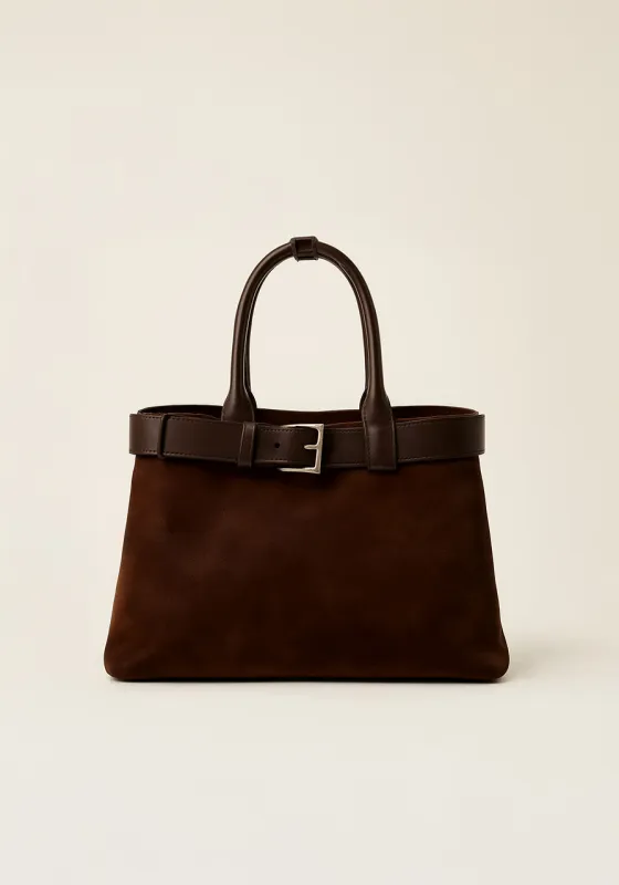Ava Belted Top Handle Bag - Brown sold by JW PEI