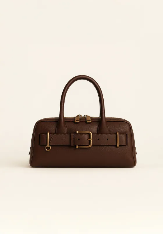 Mya Buckle Top Handle Bag - Brown sold by JW PEI