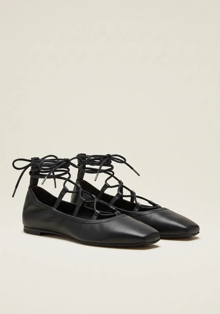 Riley Lace-Up Flats – Black sold by JW PEI