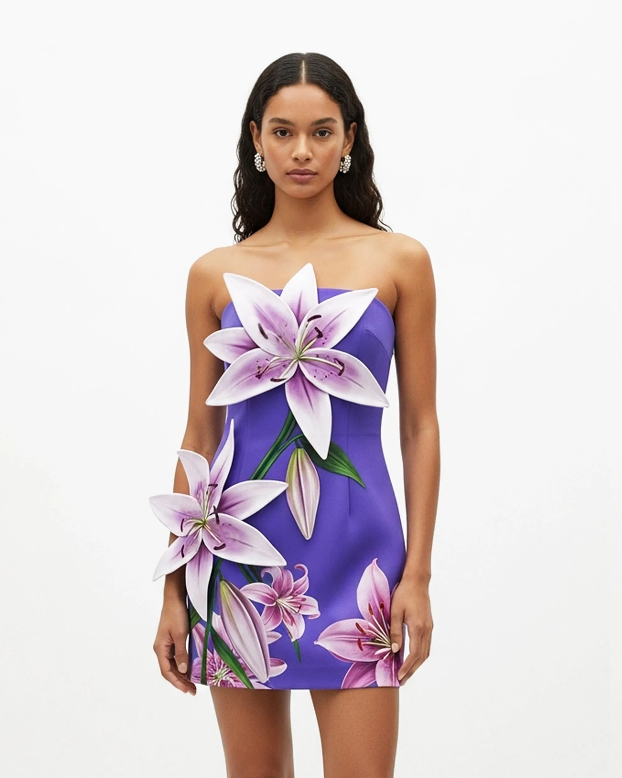 Lily Appliqué Strapless Mini Dress – Purple sold by JW PEI