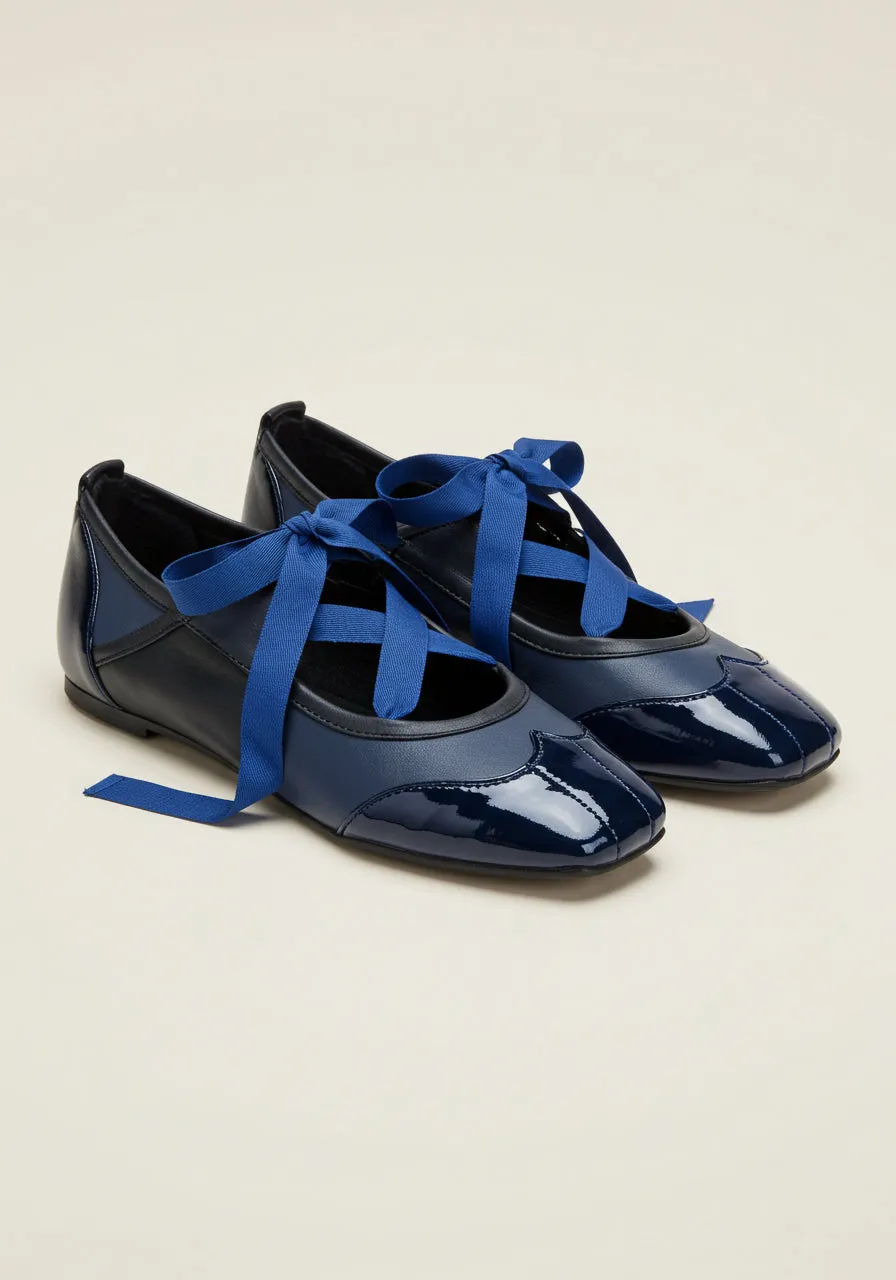 Aria Ribbon Mary Janes – Blue sold by JW PEI
