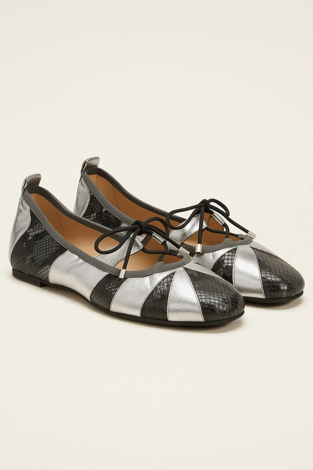Daisy Ballet Flats – Silver Black sold by JW PEI