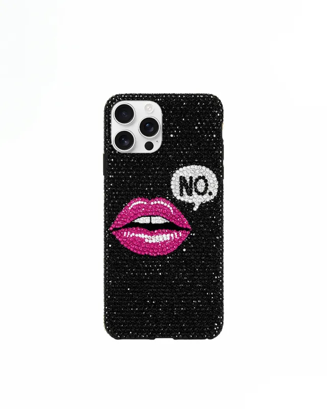 "Say No" Artificial Crystal Phone Case – Black sold by JW PEI