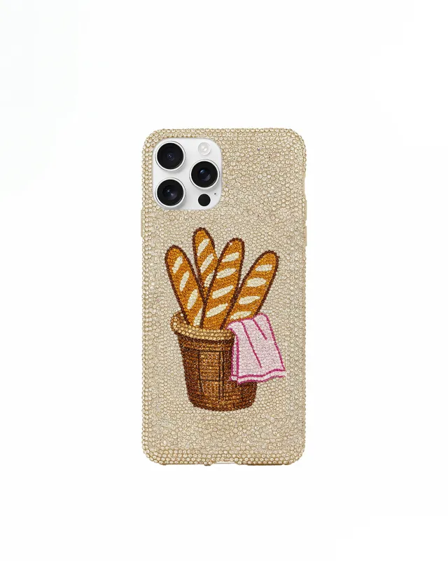 Baguette Basket Artificial Crystal Phone Case – Gold sold by JW PEI