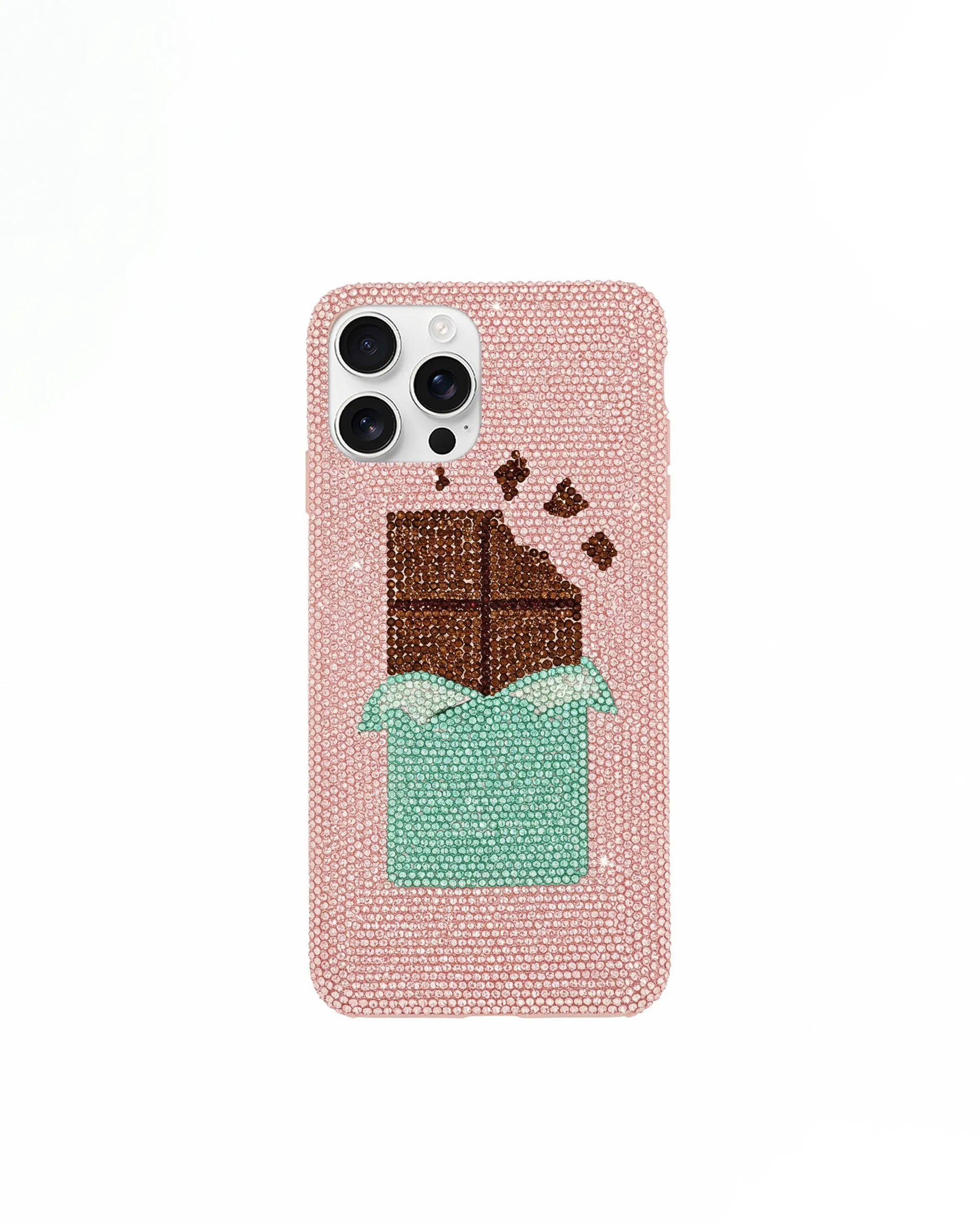 Chocolate Bar Artificial Crystal Phone Case – Pink sold by JW PEI