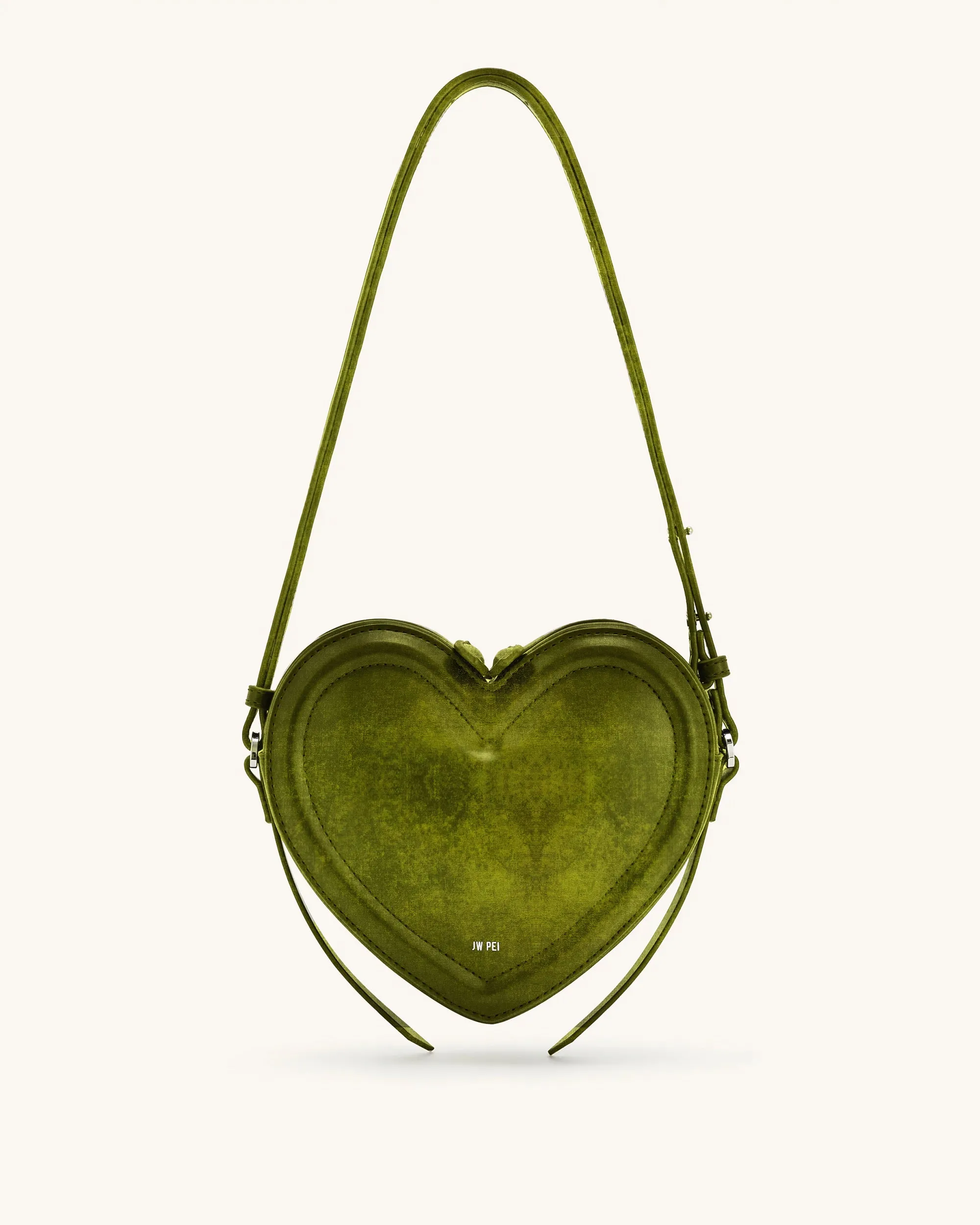 Arlene Velvet Heart Shaped Bag - Green sold by JW PEI