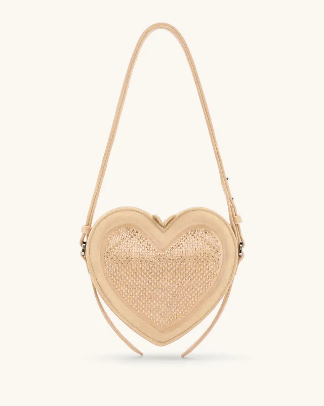 Arlene Artificial Crystal Heart Shaped Bag - Champagne sold by JW PEI