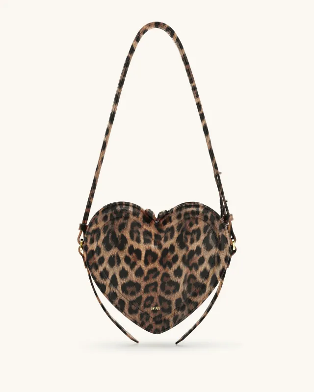 Arlene Leopard Print Heart Shaped Bag - Brown sold by JW PEI