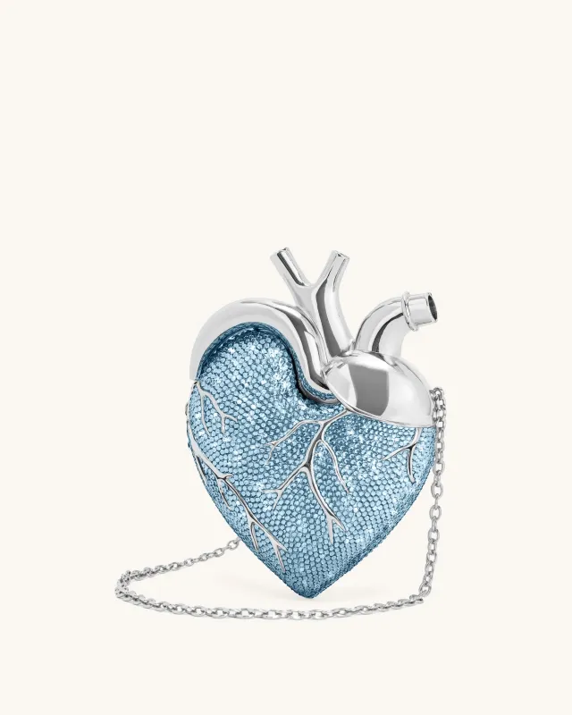 Maren Artificial Crystal Heart Shaped Bag - Light Lake Blue sold by JW PEI