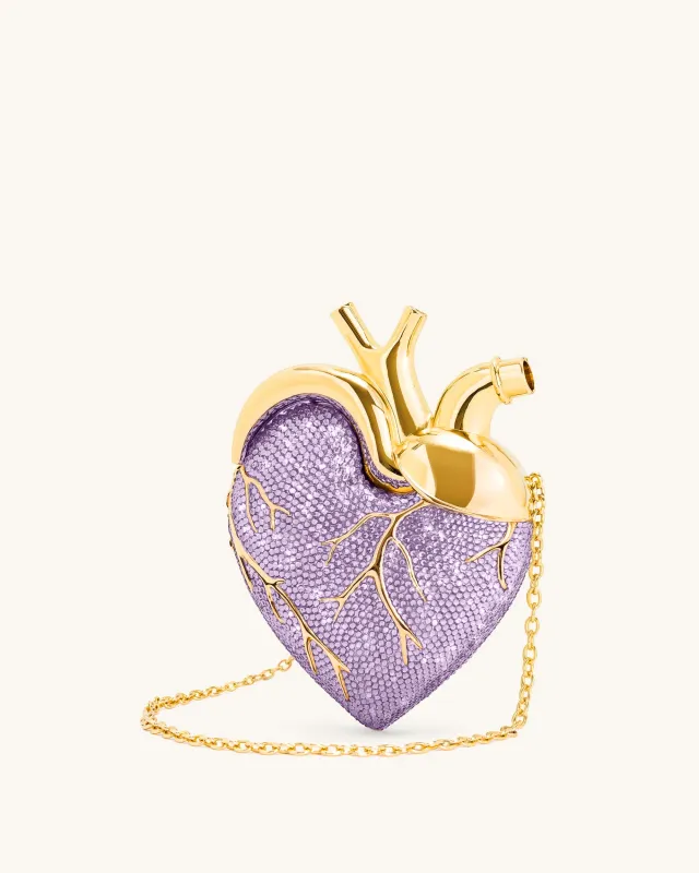 Maren Artificial Crystal Heart Shaped Bag - Purple sold by JW PEI