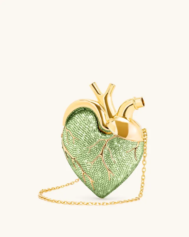 Maren Artificial Crystal Heart Shaped Bag - Apple Green sold by JW PEI