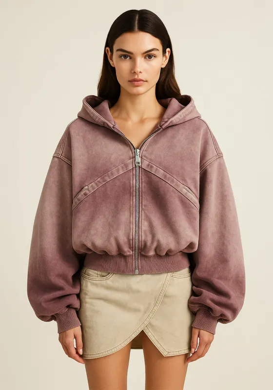 Washed Zip Up Hoodie – Mauve sold by JW PEI