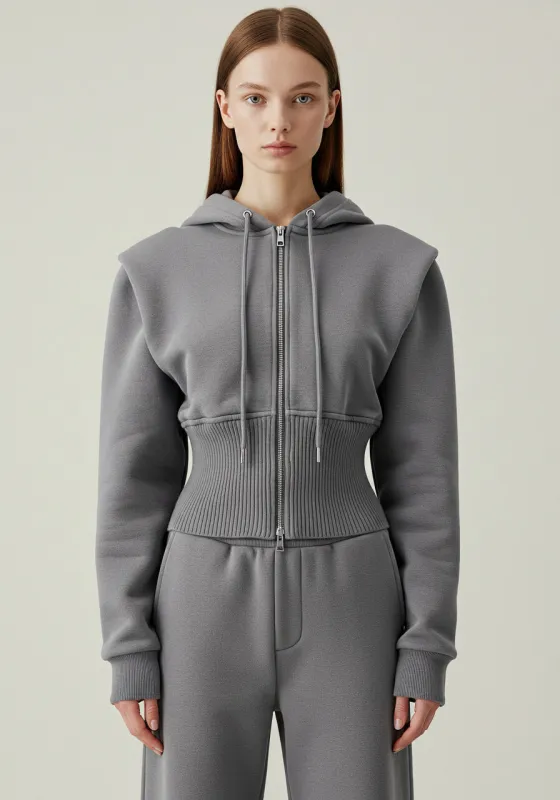 Structured Ribbed Hoodie Jacket – Grey sold by JW PEI