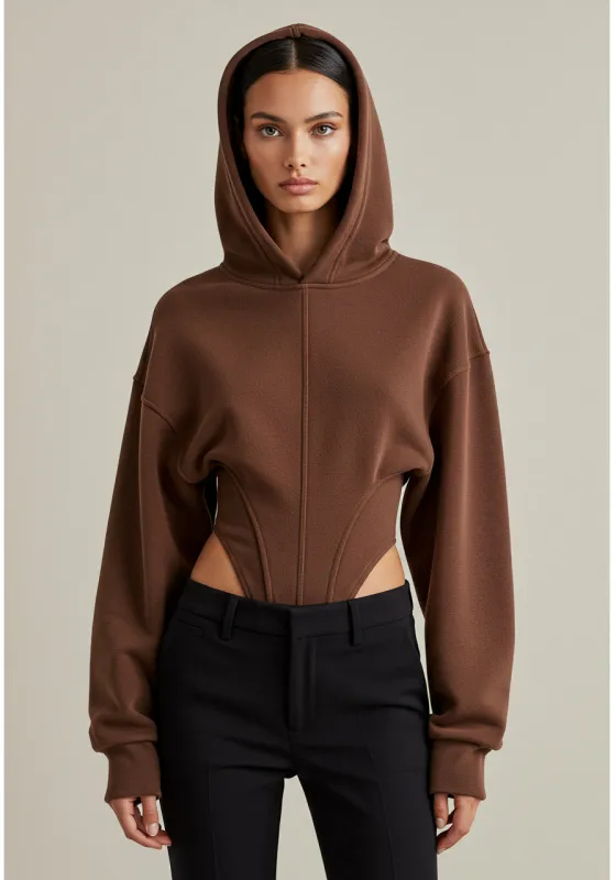 Structured Cutout Hoodie – Brown sold by JW PEI