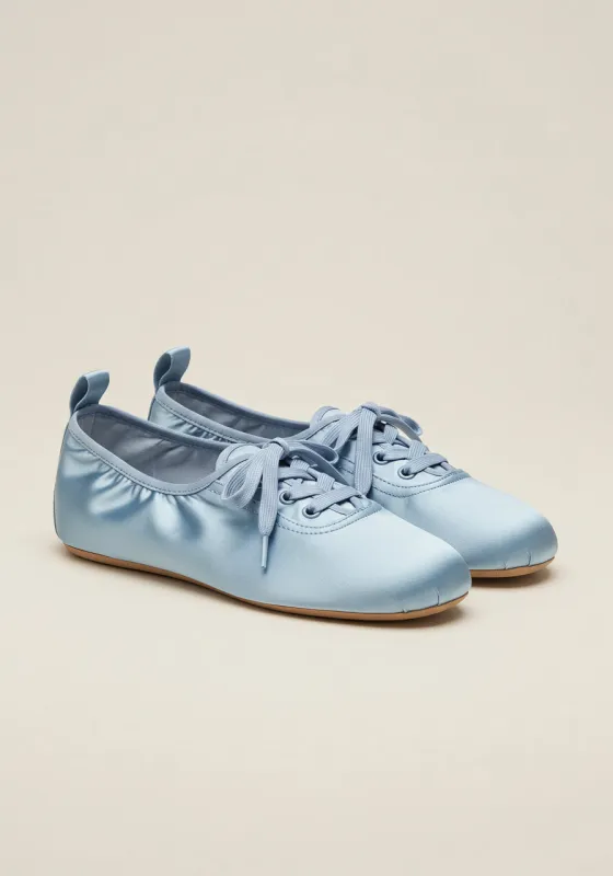 Sophie Lace-Up Flats – Blue sold by JW PEI