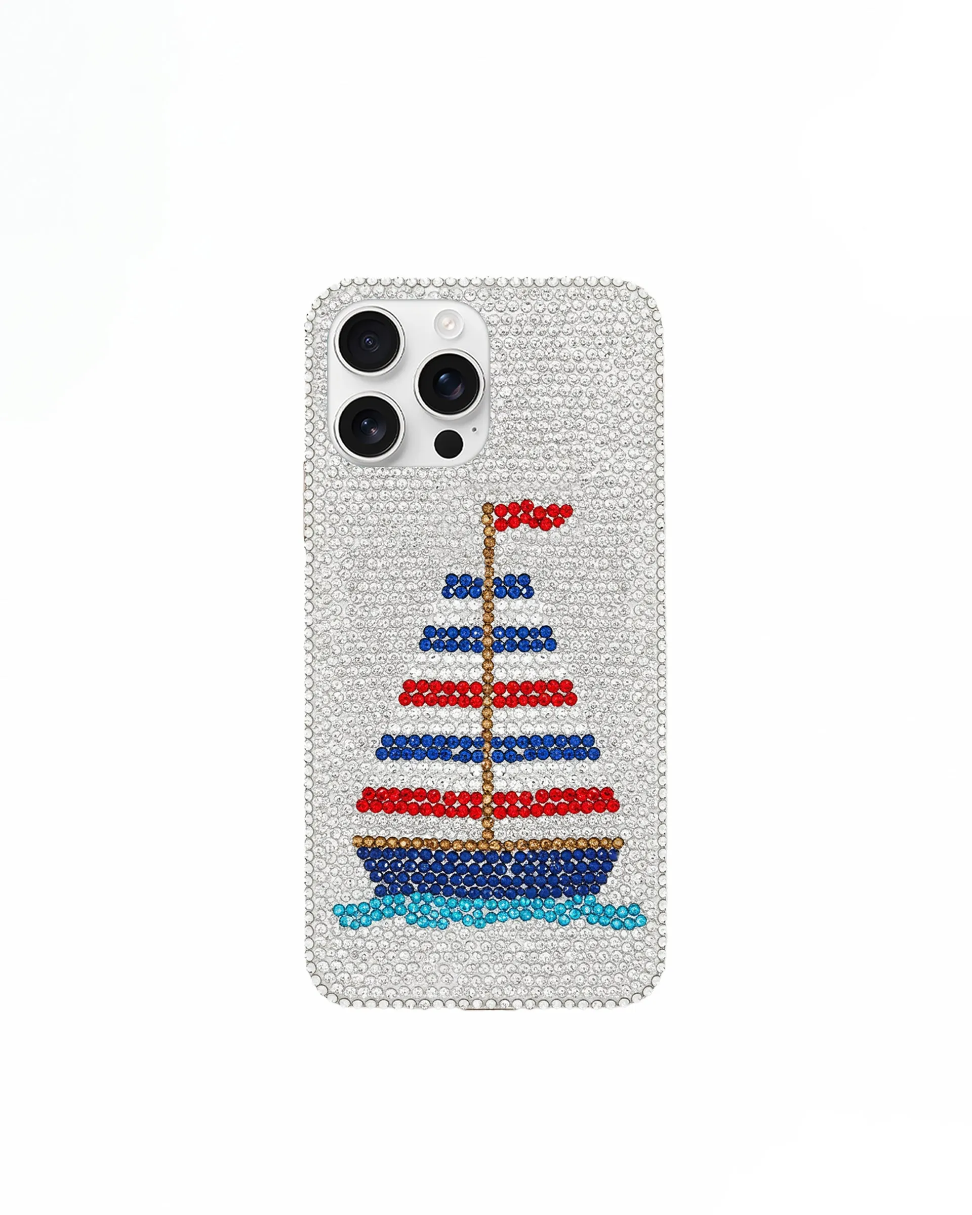 Sailboat Artificial Crystal Phone Case – White sold by JW PEI