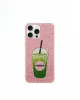 Matcha Drink Artificial Crystal Phone Case – Pink sold by JW PEI