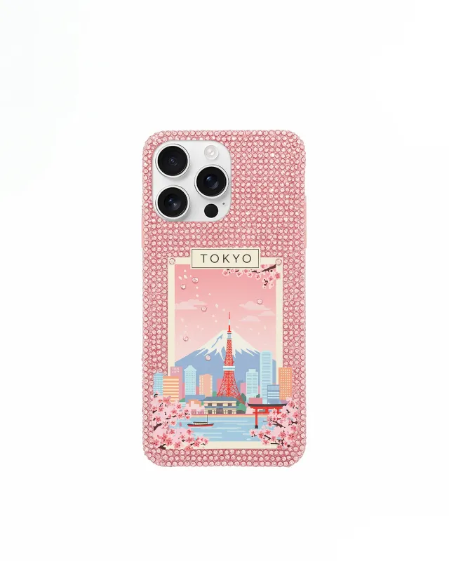 Tokyo Sakura Artificial Crystal Phone Case – Pink sold by JW PEI