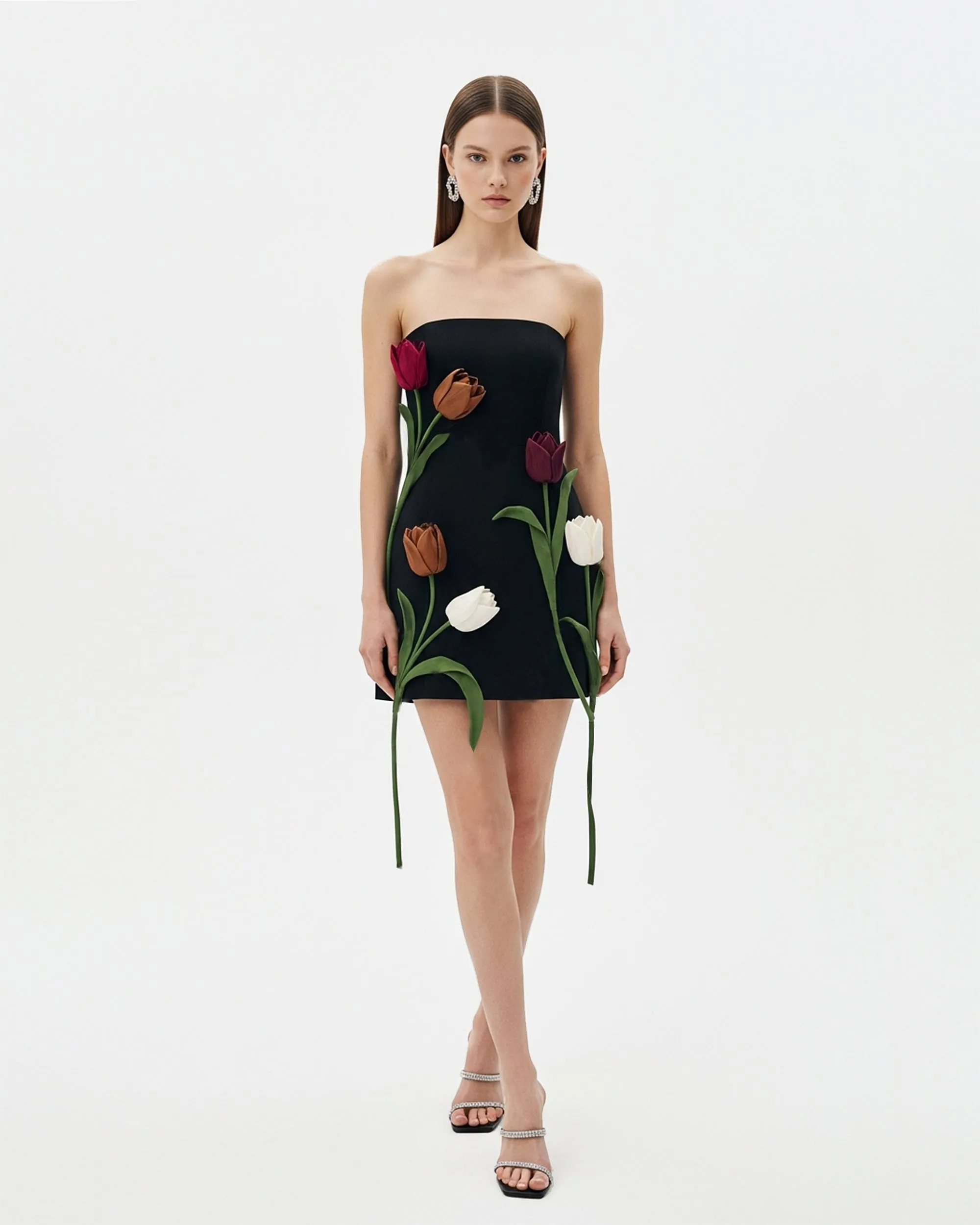 Tulip Appliqué Strapless Dress - Black sold by JW PEI