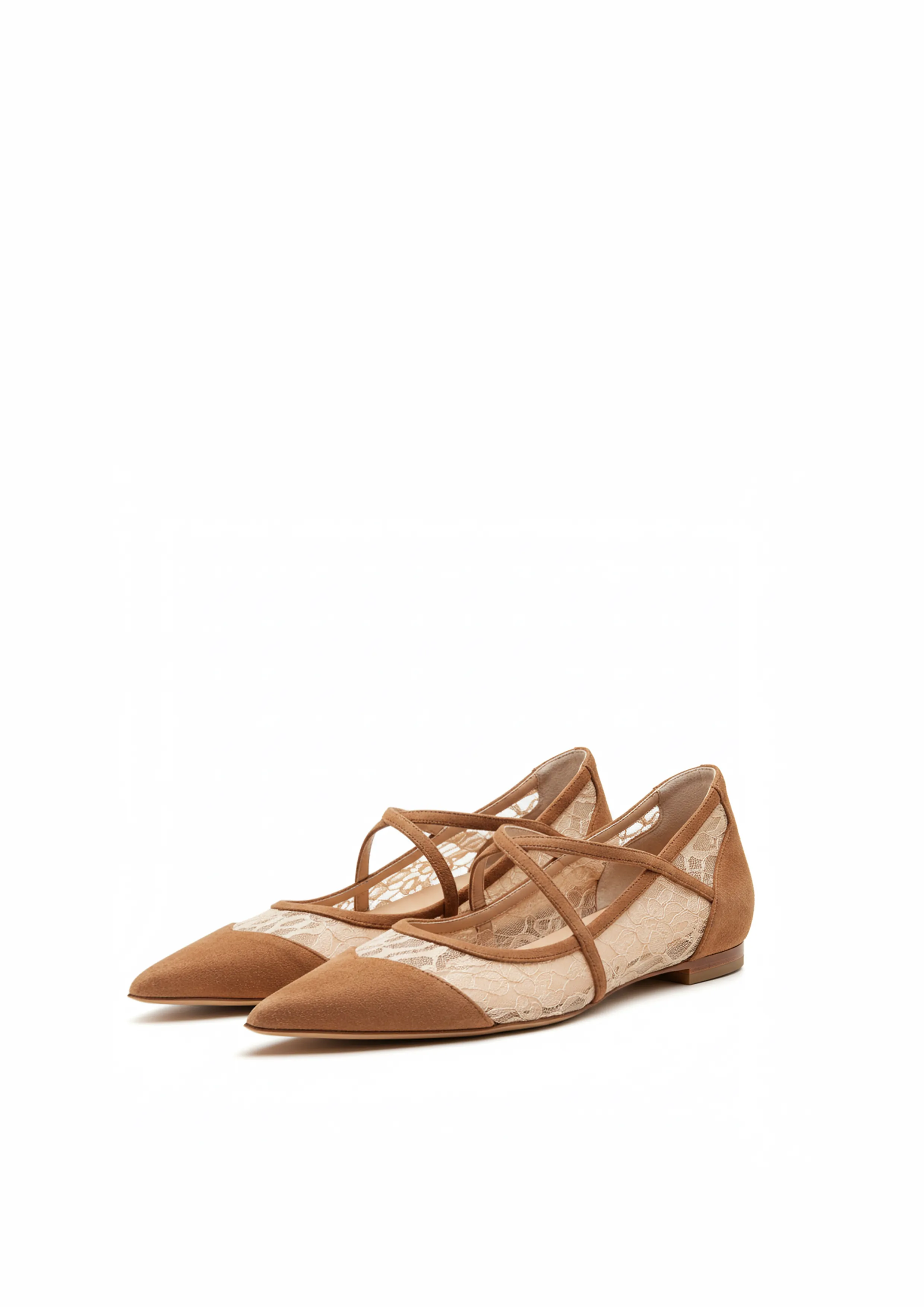Hazel Lace Strap Flats – Brown sold by JW PEI