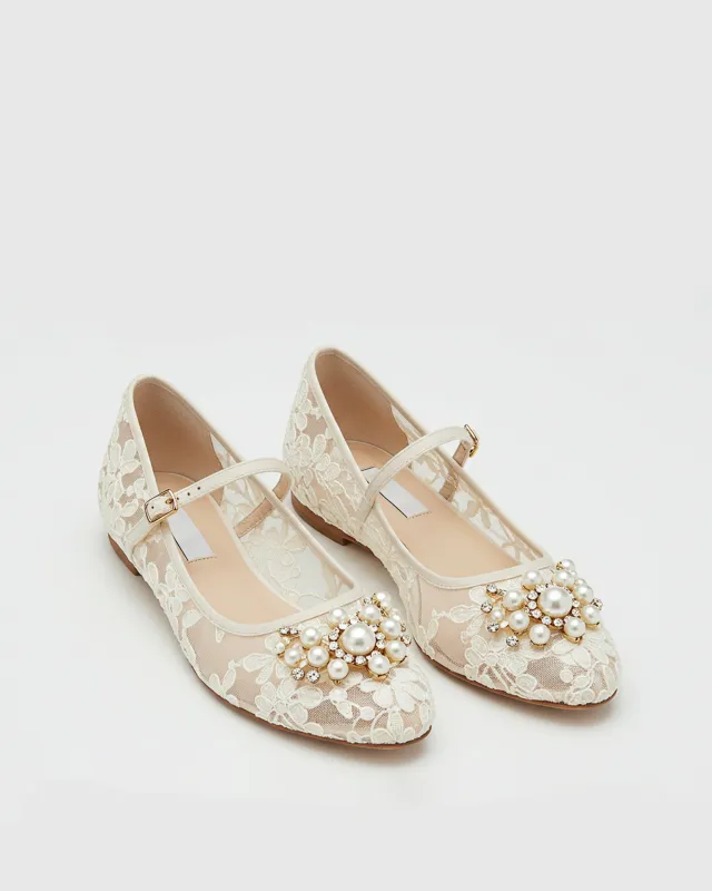 Ariana Lace Mary Janes – White sold by JW PEI