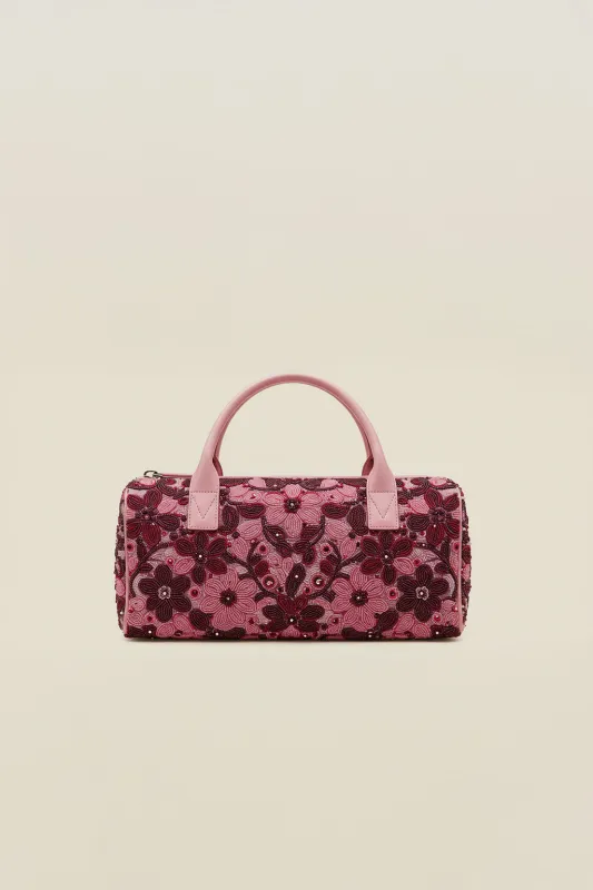 Leya Floral Beaded Top Handle Bag - Pink sold by JW PEI
