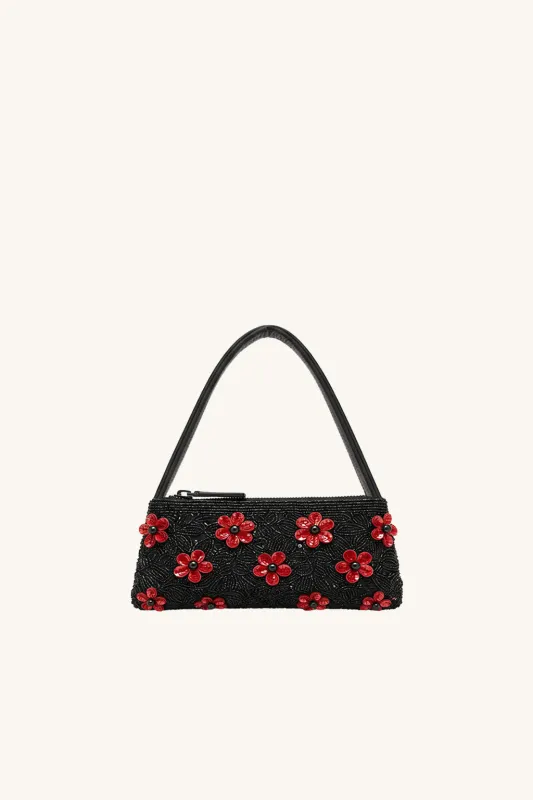 Floral Beaded Top Handle Bag - Black sold by JW PEI