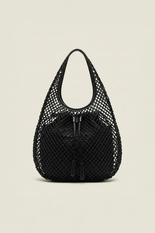 Gia Mesh Hobo Bag - Black sold by JW PEI