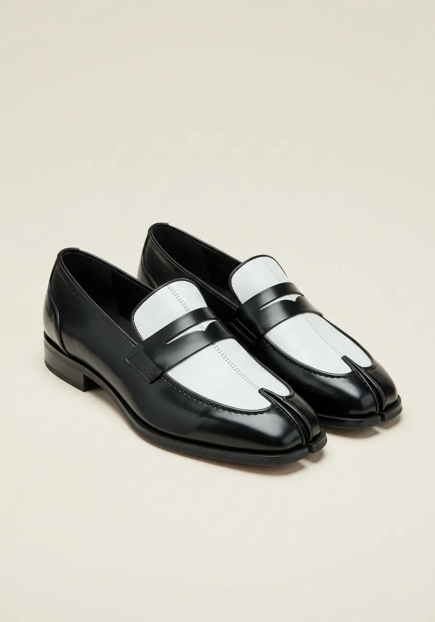 Tess Contrast Penny Loafers – Black sold by JW PEI