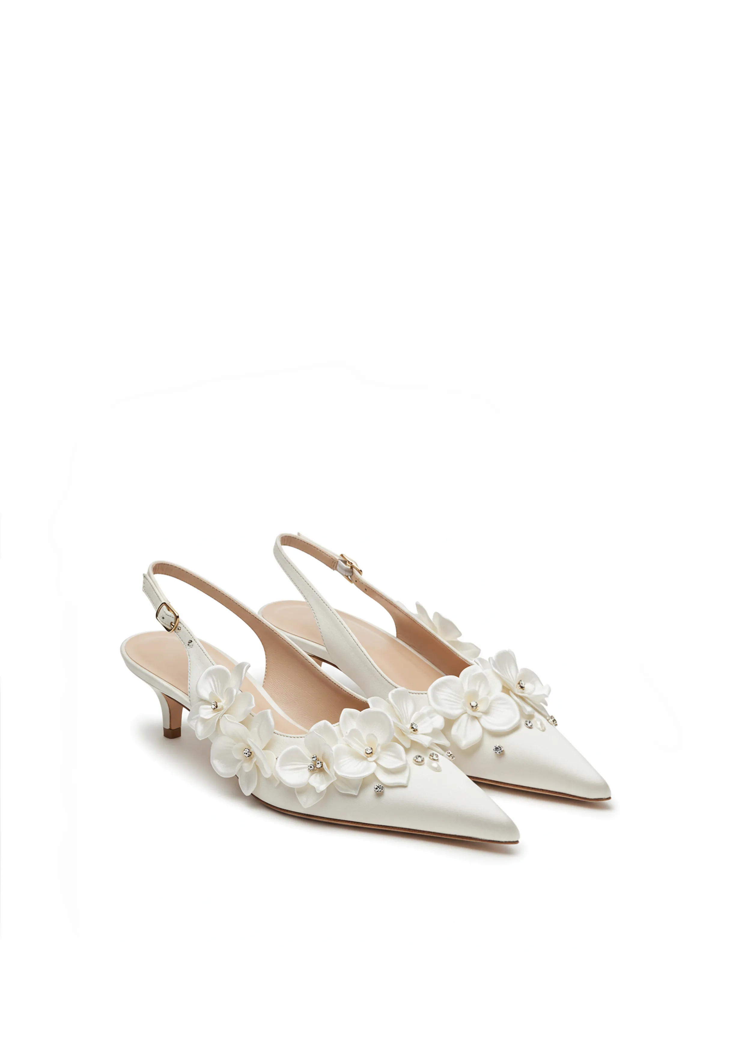 Lila Floral Slingback Pumps – White sold by JW PEI