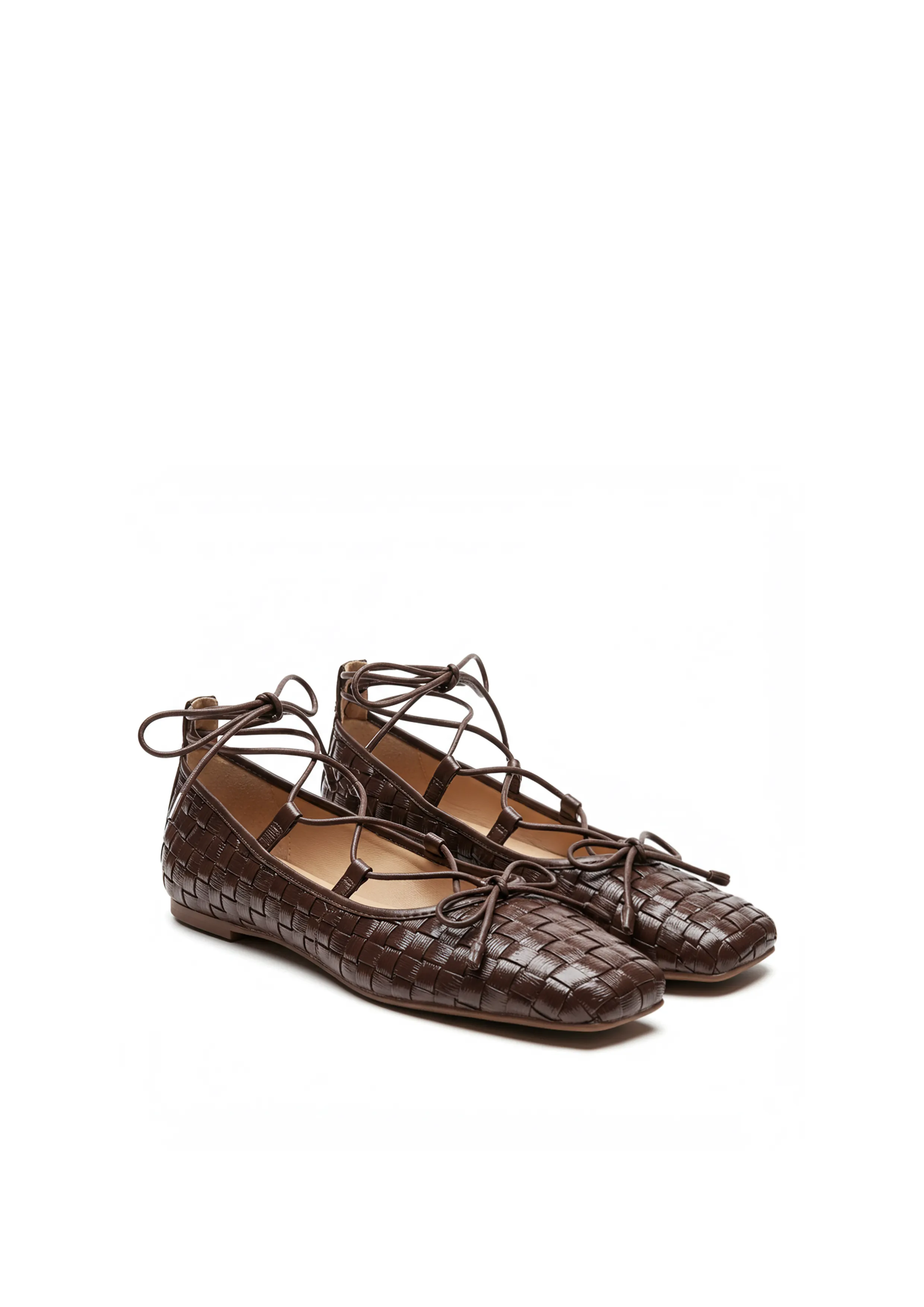 Clara Woven Lace Flats – Brown sold by JW PEI