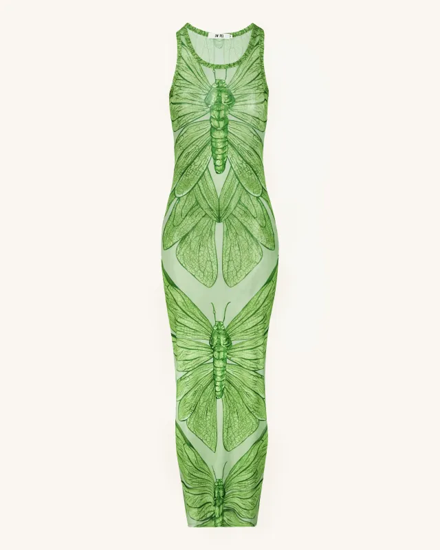 Dragonfly Axis Tank Mesh Dress - Green sold by JW PEI