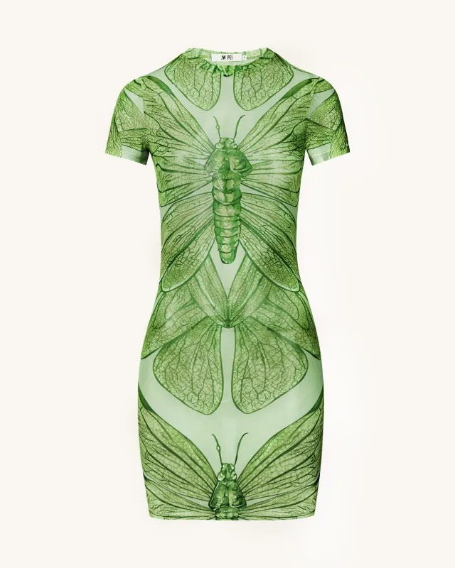 Dragonfly Shell Mini Dress - Green sold by JW PEI