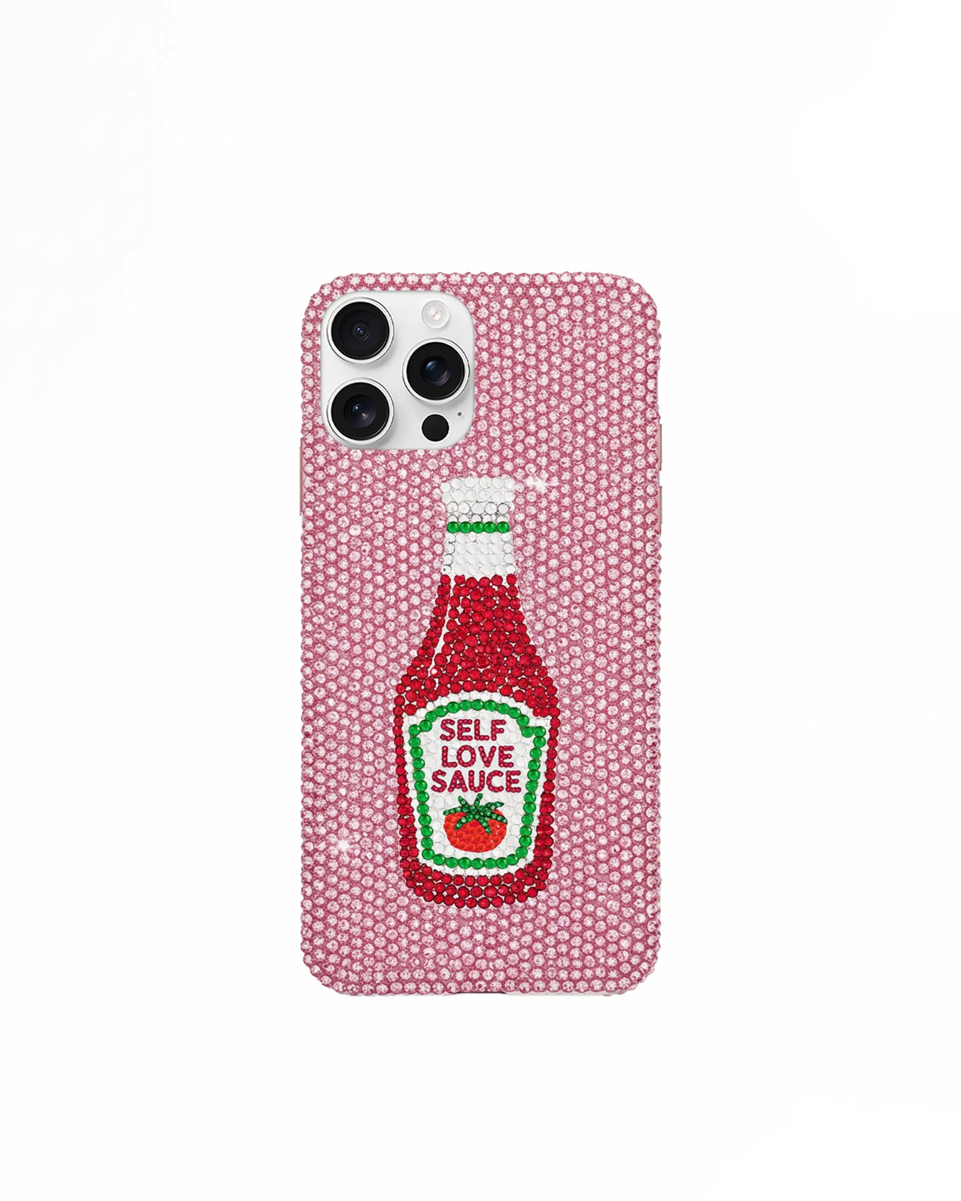 Artificial Crystal Ketchup Bottle Phone Case – Pink sold by JW PEI