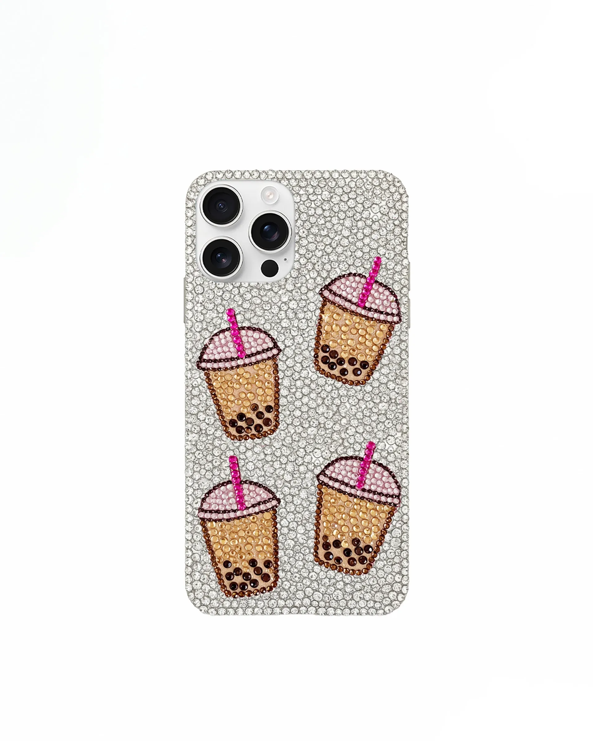 Bubble Tea Artificial Crystal Phone Case – White sold by JW PEI