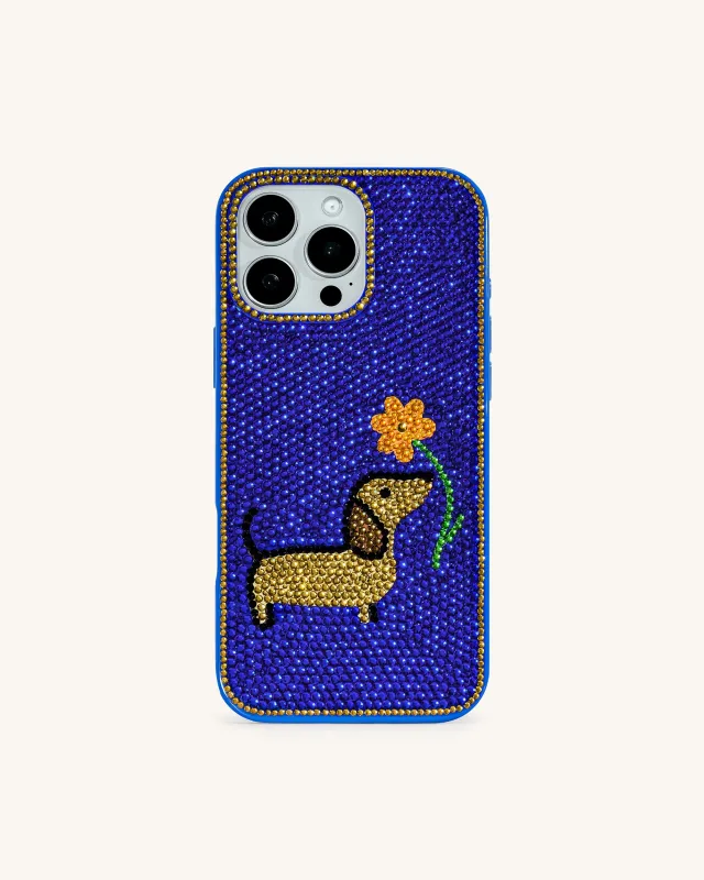 Dachshund with Flower Phone Case - Multicolor Blue sold by JW PEI