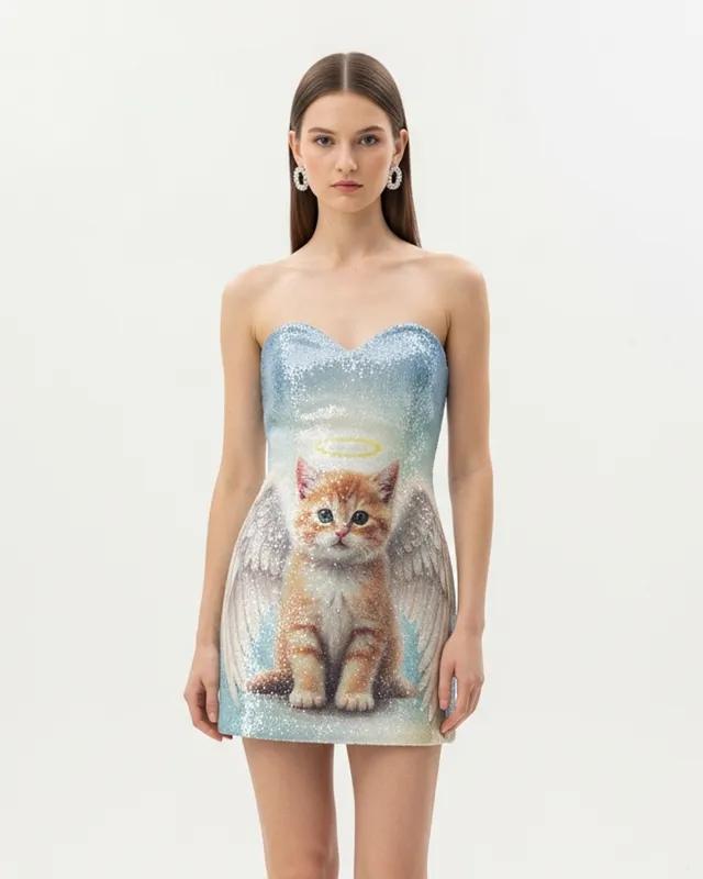 Sequin Cat Angel Mini Dress – Blue sold by JW PEI