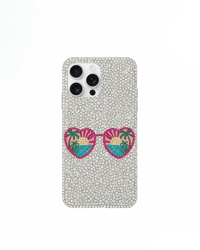 Sunglasses Beach Artificial Crystal Phone Case – White sold by JW PEI