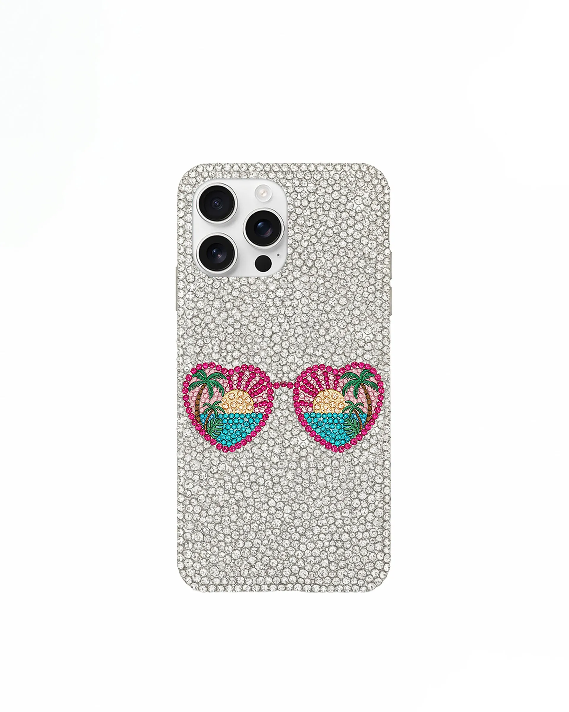 Sunglasses Beach Artificial Crystal Phone Case – White sold by JW PEI