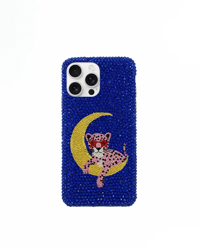 Moon Leopard Artificial Crystal Phone Case – Blue sold by JW PEI