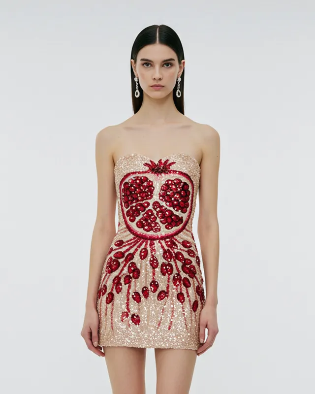 Sequin Pomegranate Mini Dress – Red sold by JW PEI
