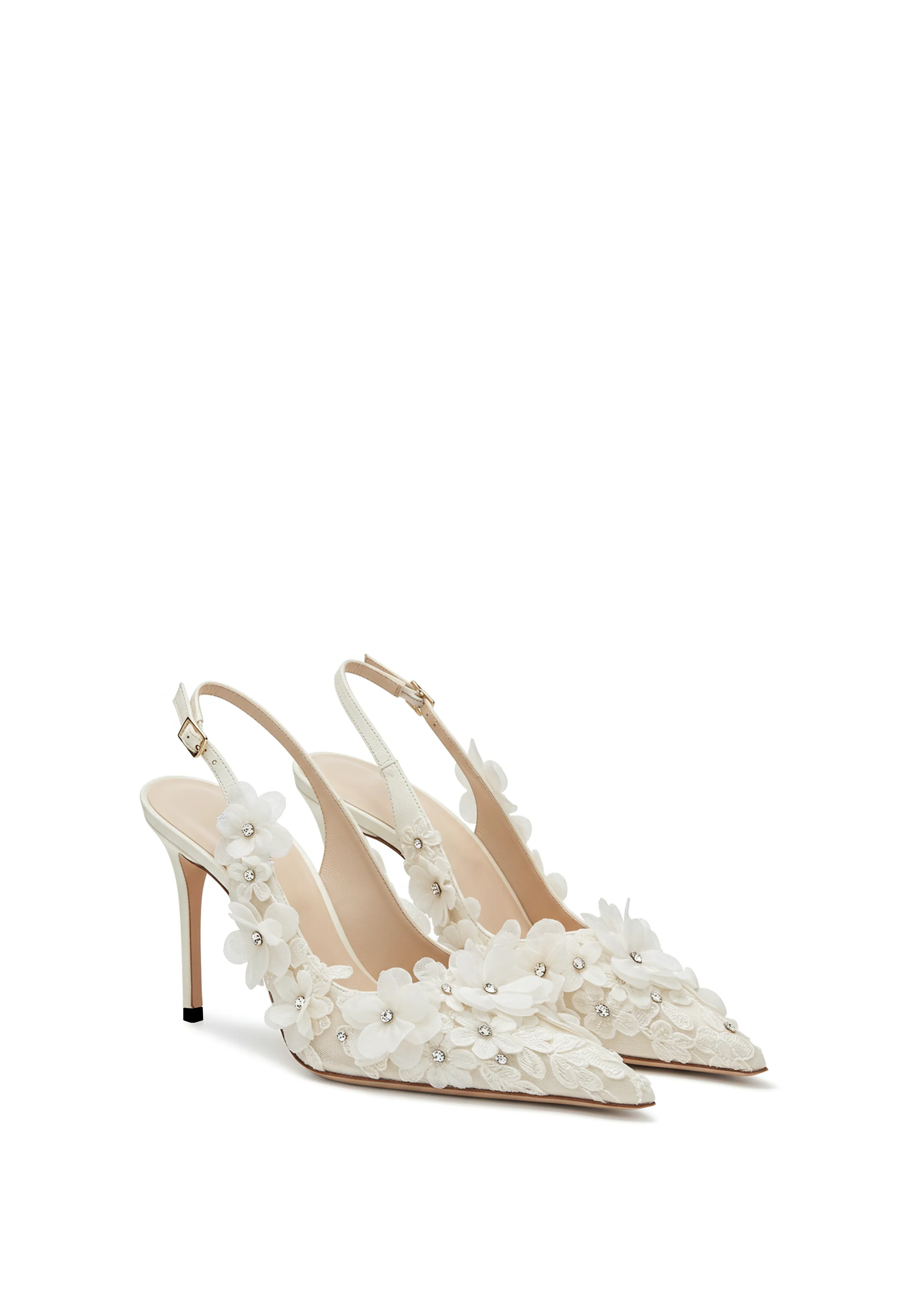 Lily Floral Slingback Pumps – White sold by JW PEI