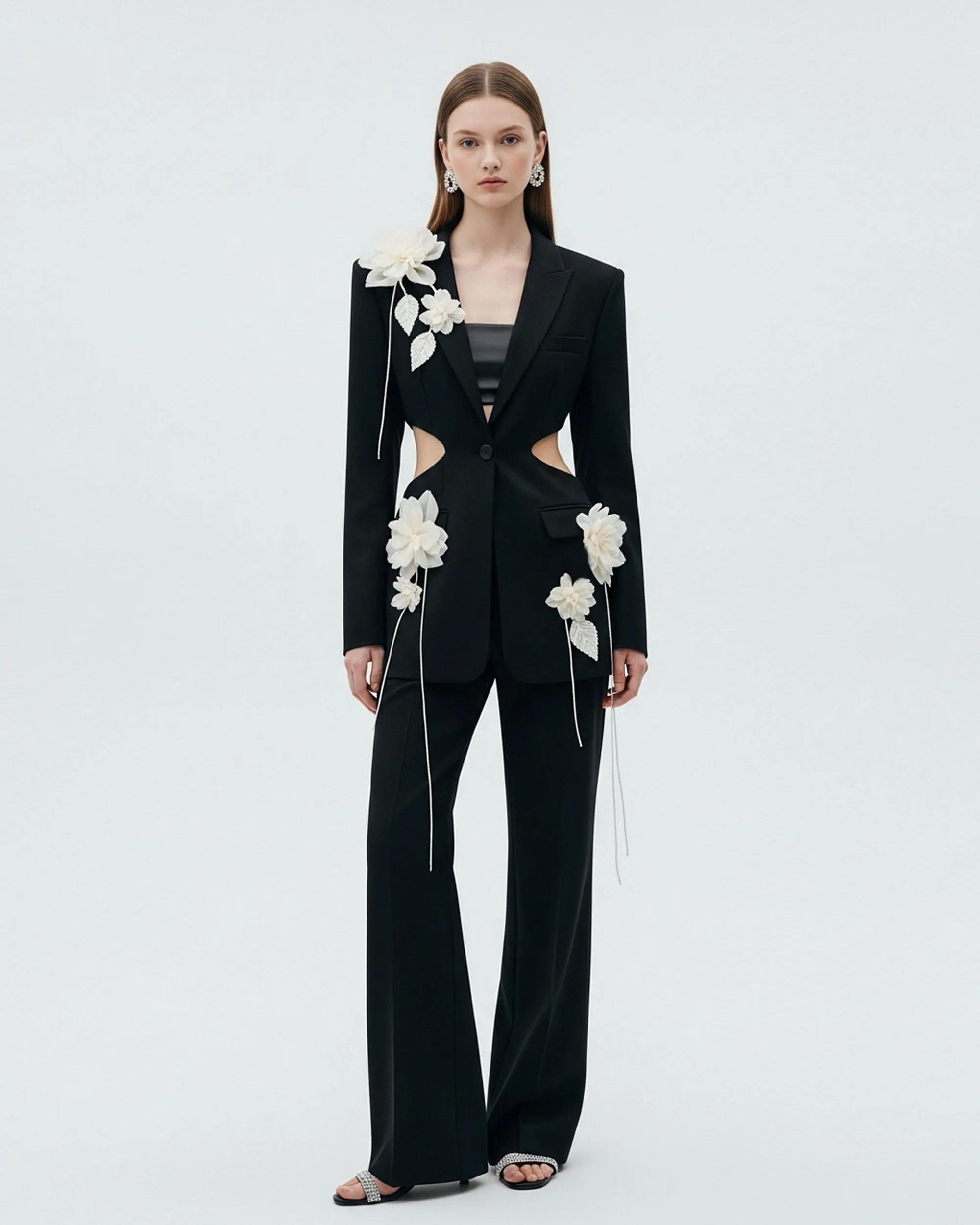Floral Appliqué Cutout Blazer – Black sold by JW PEI