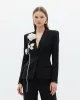 Black Blazer With White Floral Appliqué – Black sold by JW PEI