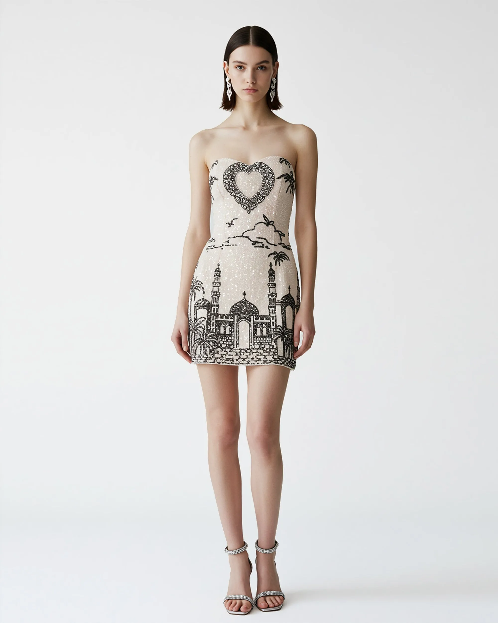 Sequin Strapless Mini Dress – Neutral sold by JW PEI