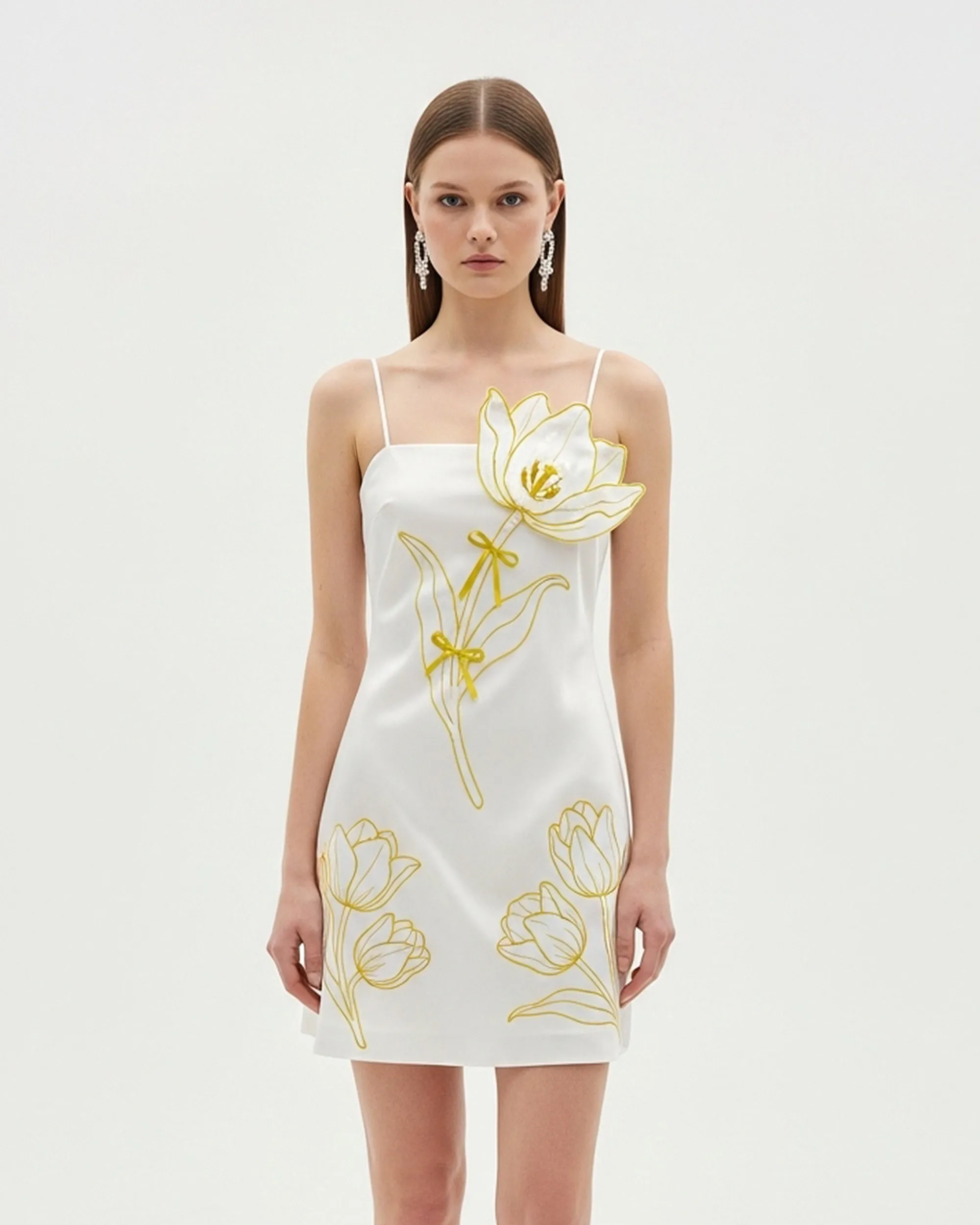 Floral Embroidered Slip Dress – White sold by JW PEI