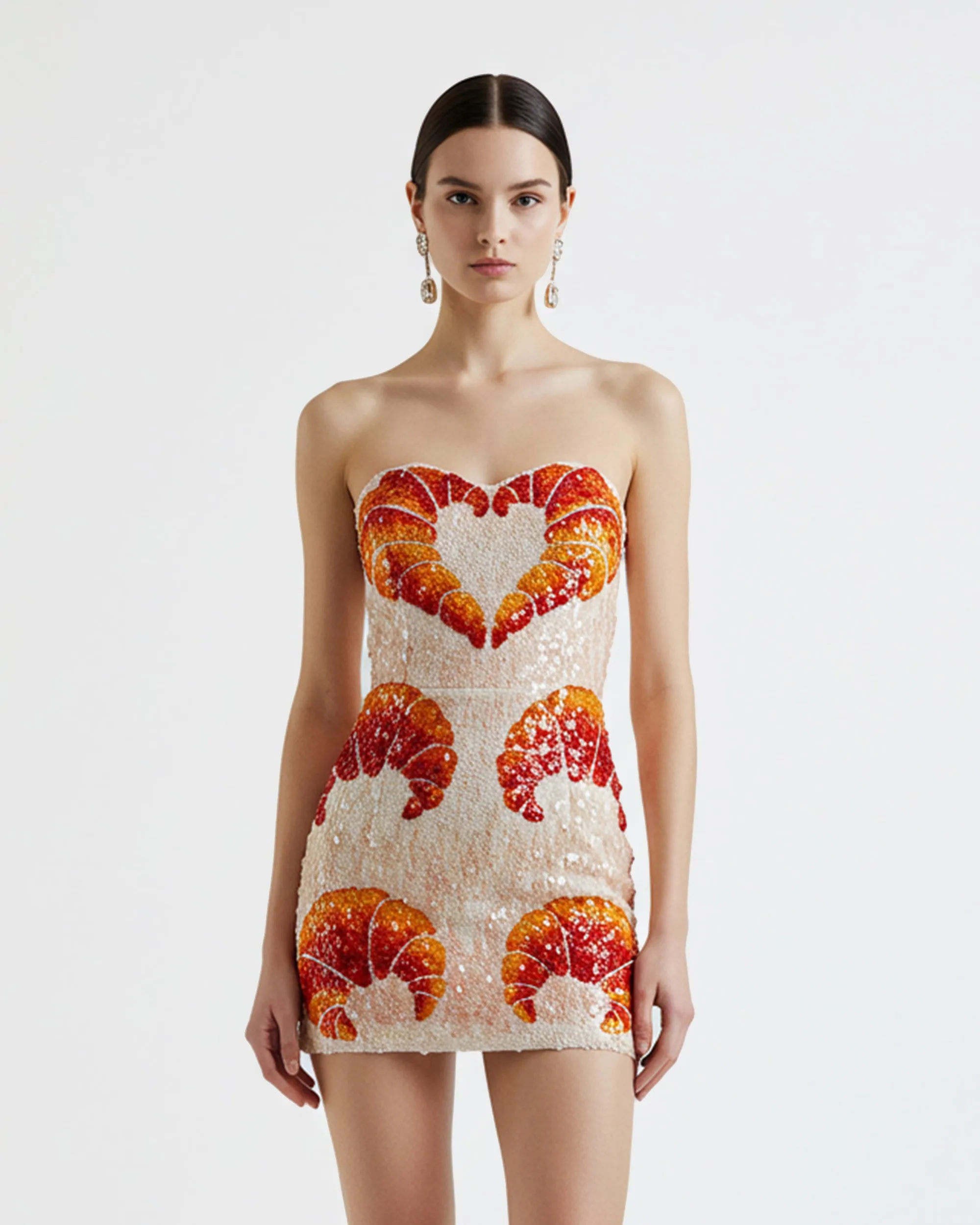 Sequin Croissant Strapless Mini Dress – MultiColor sold by JW PEI