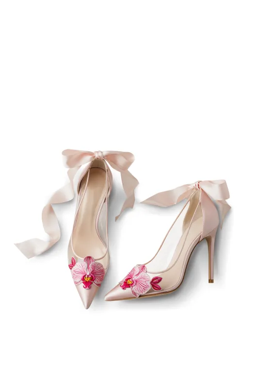 Lila Flower Bow Pumps – Pink sold by JW PEI