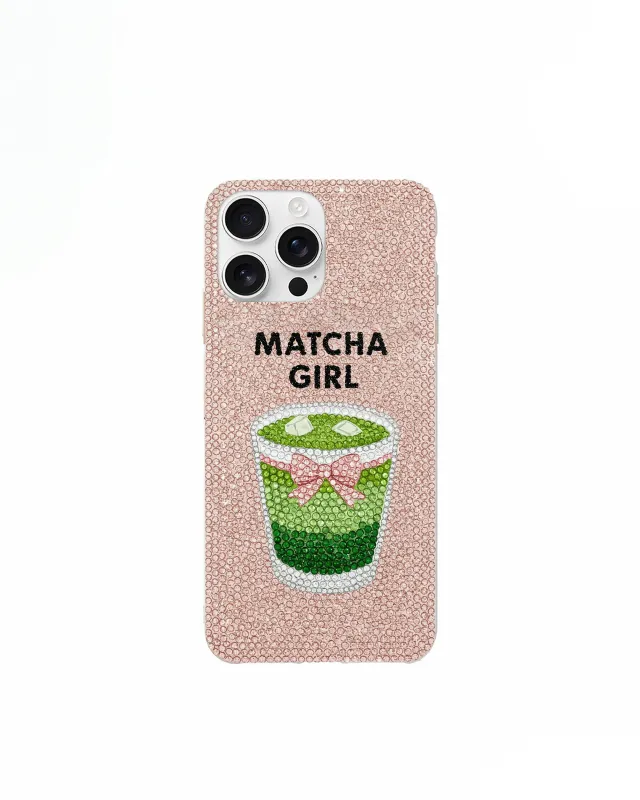 Matcha Girl Artificial Crystal Phone Case – Pink sold by JW PEI