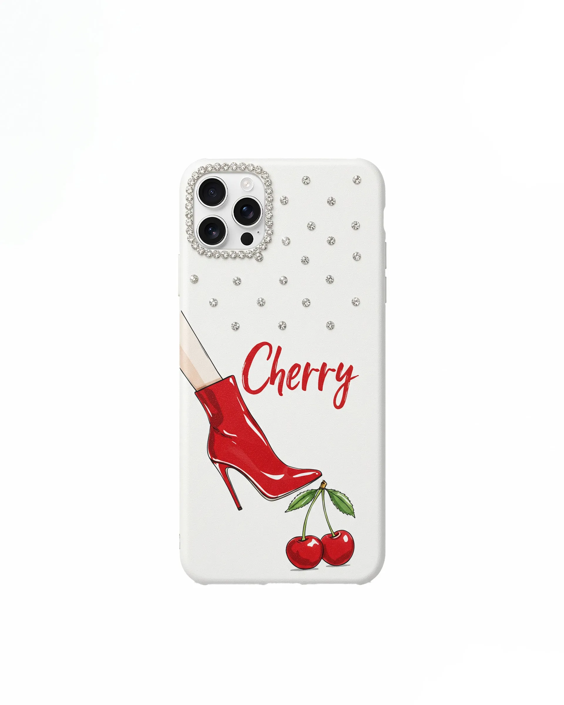 Cherry Boot Print Phone Case – White sold by JW PEI